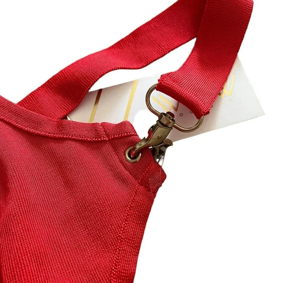 WOW COUTURE Red Hook Strap Bandage Crop Top S - Picture 4 of 5